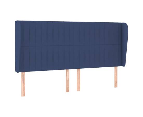 Tăblie de pat cu aripioare, albastru, 163x23x118/128 cm, textil, 2 image