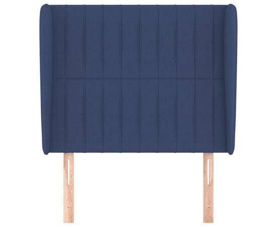 Tăblie de pat cu aripioare, albastru, 83x23x118/128 cm, textil, 3 image