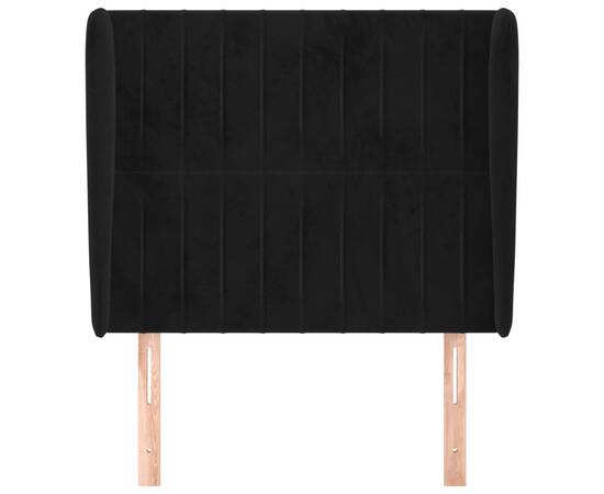 Tăblie de pat cu aripioare, negru, 103x23x118/128 cm, catifea, 3 image