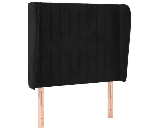 Tăblie de pat cu aripioare, negru, 103x23x118/128 cm, catifea, 2 image