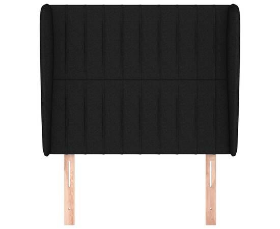 Tăblie de pat cu aripioare, negru, 103x23x118/128 cm, textil, 3 image