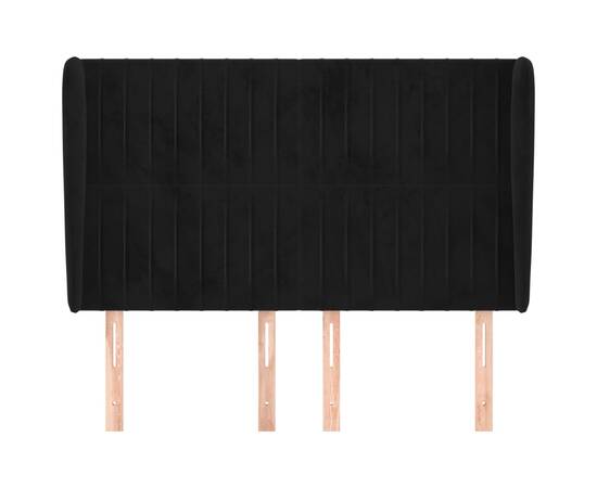 Tăblie de pat cu aripioare, negru, 147x23x118/128 cm, catifea, 3 image