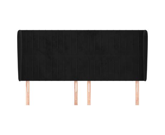 Tăblie de pat cu aripioare, negru, 183x23x118/128 cm, catifea, 3 image