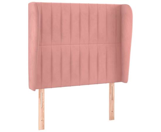 Tăblie de pat cu aripioare, roz, 93x23x118/128 cm, catifea, 2 image