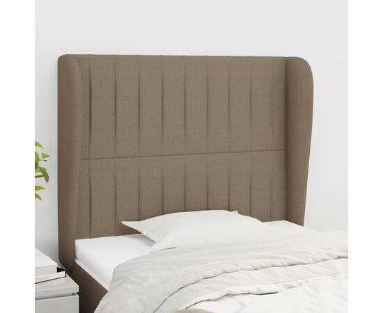 Tăblie de pat cu aripioare gri taupe 83x23x118/128 cm textil