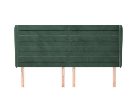 Tăblie pat cu aripioare verde închis 203x23x118/128cm catifea, 3 image