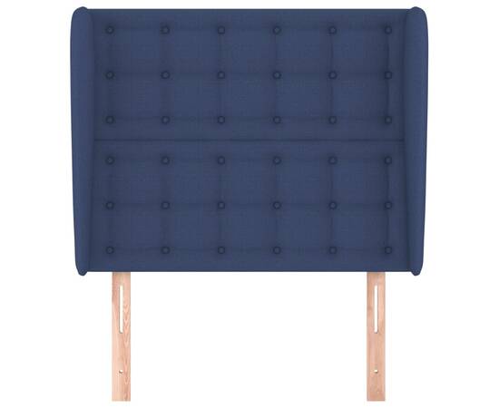 Tăblie de pat cu aripioare, albastru, 103x23x118/128 cm, textil, 3 image
