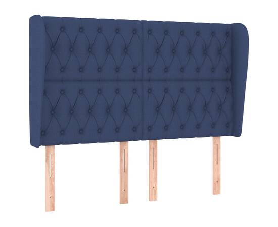 Tăblie de pat cu aripioare, albastru, 163x23x118/128 cm, textil, 2 image
