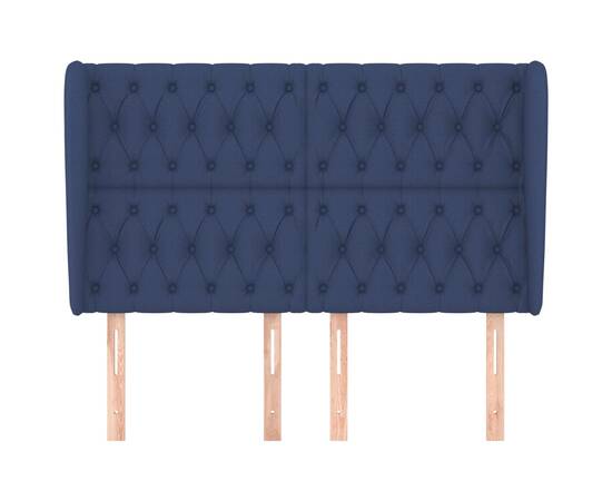 Tăblie de pat cu aripioare, albastru, 163x23x118/128 cm, textil, 3 image