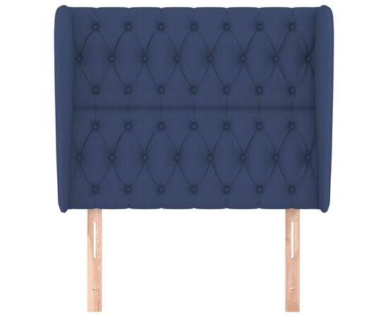 Tăblie de pat cu aripioare, albastru, 93x23x118/128 cm, textil, 3 image