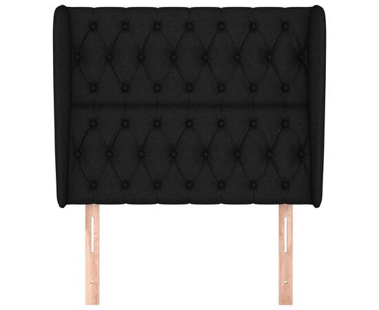 Tăblie de pat cu aripioare, negru, 103x23x118/128 cm, textil, 3 image