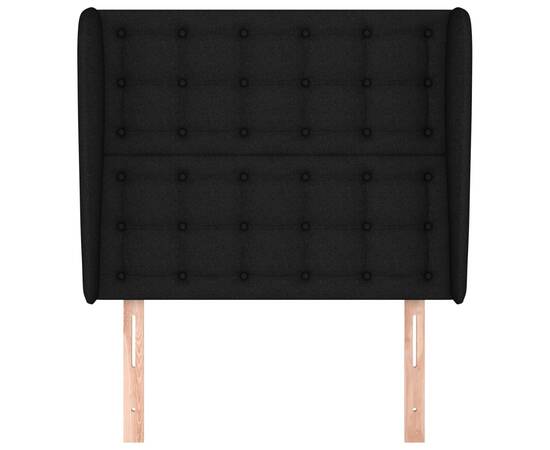 Tăblie de pat cu aripioare, negru, 83x23x118/128 cm, textil, 3 image