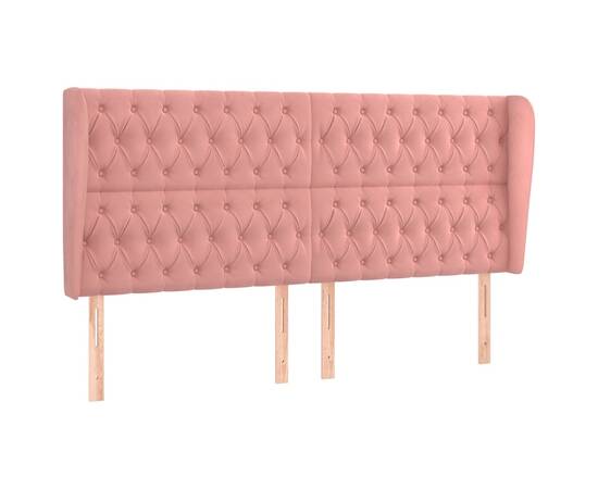 Tăblie de pat cu aripioare, roz, 183x23x118/128 cm, catifea, 2 image