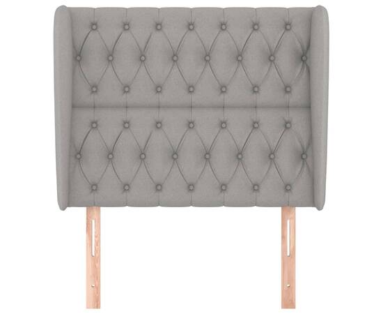 Tăblie de pat cu aripioare gri deschis 103x23x118/128 cm textil, 3 image