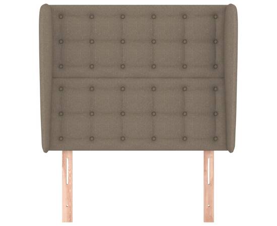 Tăblie de pat cu aripioare gri taupe 103x23x118/128 cm textil, 3 image