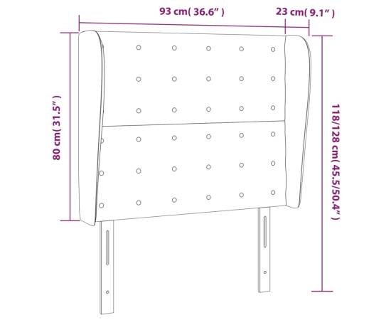 Tăblie de pat cu aripioare gri taupe 93x23x118/128 cm textil, 9 image