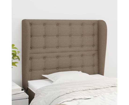 Tăblie de pat cu aripioare gri taupe 93x23x118/128 cm textil