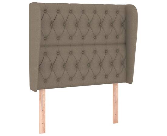 Tăblie de pat cu aripioare gri taupe 93x23x118/128 cm textil, 2 image