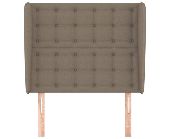 Tăblie de pat cu aripioare gri taupe 93x23x118/128 cm textil, 3 image