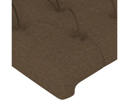 Tăblie de pat cu aripioare maro închis 93x23x118/128 cm textil, 5 image