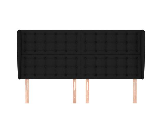 Tăblie de pat cu aripioare, negru, 163x23x118/128 cm, textil, 3 image