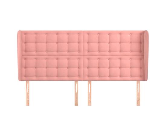Tăblie de pat cu aripioare, roz, 203x23x118/128 cm, catifea, 3 image