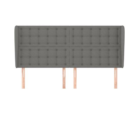 Tăblie de pat cu aripioare gri închis 183x23x118/128 cm textil, 3 image