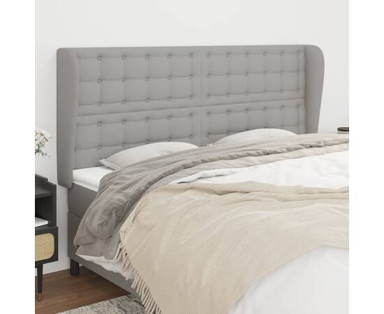 Tăblie de pat cu aripioare gri deschis 203x23x118/128 cm textil