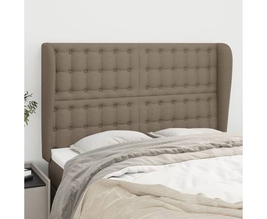 Tăblie de pat cu aripioare gri taupe 147x23x118/128 cm textil