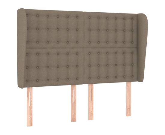 Tăblie de pat cu aripioare gri taupe 147x23x118/128 cm textil, 2 image