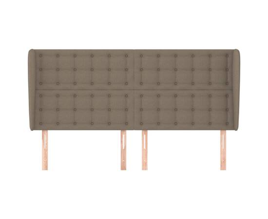 Tăblie de pat cu aripioare gri taupe 163x23x118/128 cm textil, 3 image