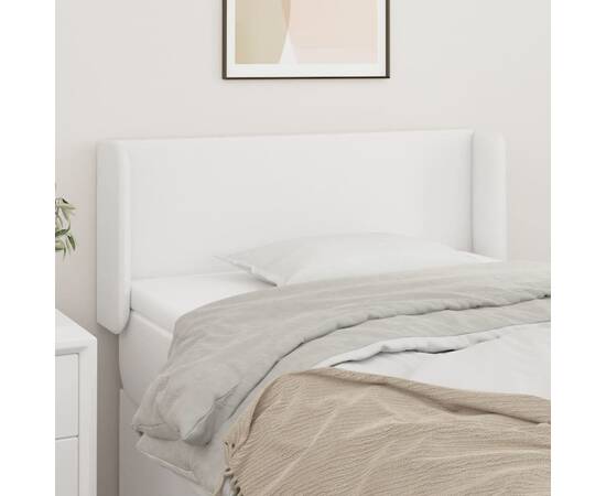 Tăblie de pat cu aripioare alb 83x16x78/88 cm piele ecologică