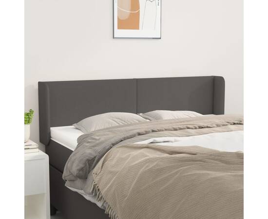 Tăblie de pat cu aripioare gri 147x16x78/88 cm piele ecologică