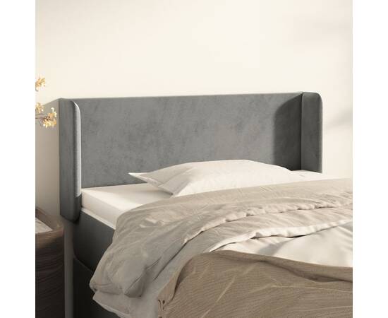 Tăblie de pat cu aripioare gri deschis 103x16x78/88 cm catifea