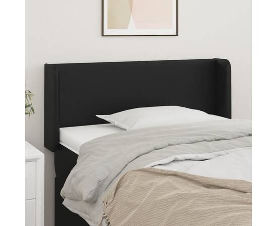 Tăblie de pat cu aripioare negru 93x16x78/88 cm piele ecologică