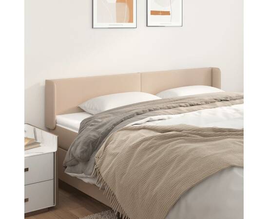Tăblie pat cu aripioare cappuccino 203x16x78/88 cm piele eco