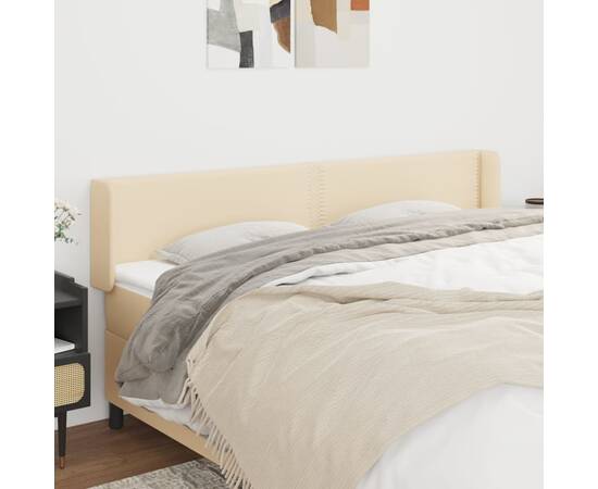 Tăblie de pat cu aripioare, crem, 183x16x78/88 cm textil
