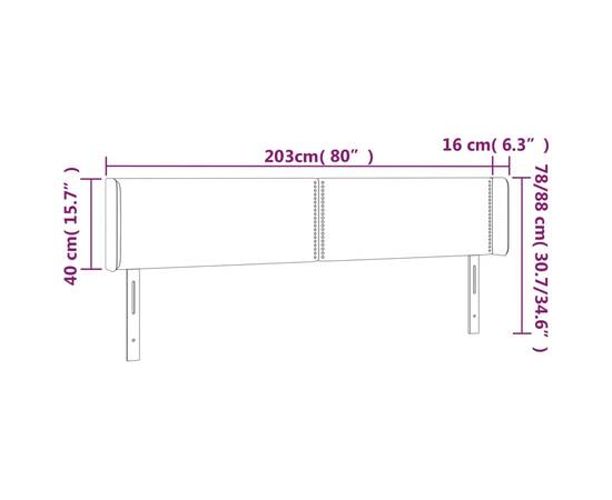 Tăblie de pat cu aripioare, crem, 203x16x78/88 cm textil, 9 image