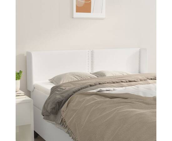Tăblie de pat cu aripioare alb 147x16x78/88 cm piele ecologică
