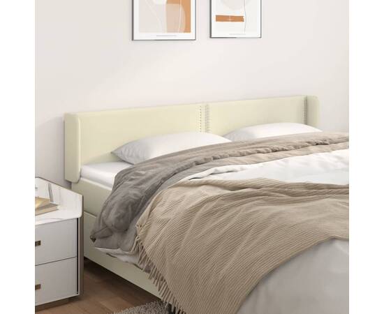 Tăblie de pat cu aripioare crem 163x16x78/88 cm piele ecologică