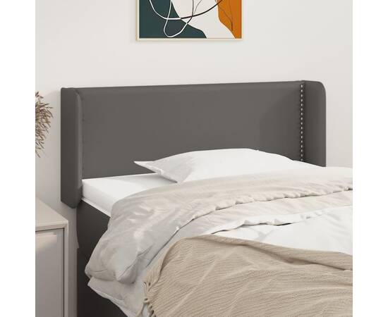 Tăblie de pat cu aripioare gri 103x16x78/88 cm piele ecologică