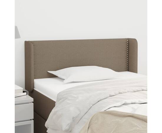 Tăblie de pat cu aripioare gri taupe 93x16x78/88 cm textil