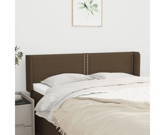 Tăblie de pat cu aripioare maro închis 147x16x78/88 cm textil