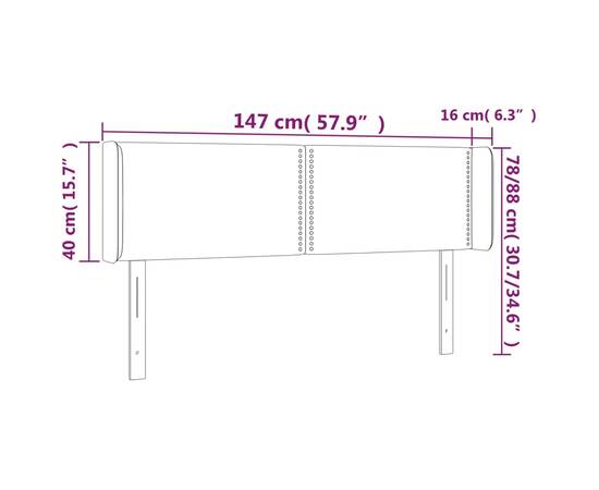 Tăblie de pat cu aripioare negru 147x16x78/88cm piele ecologică, 9 image