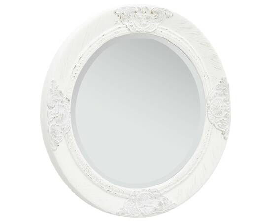 Oglindă de perete în stil baroc, alb, 50 cm