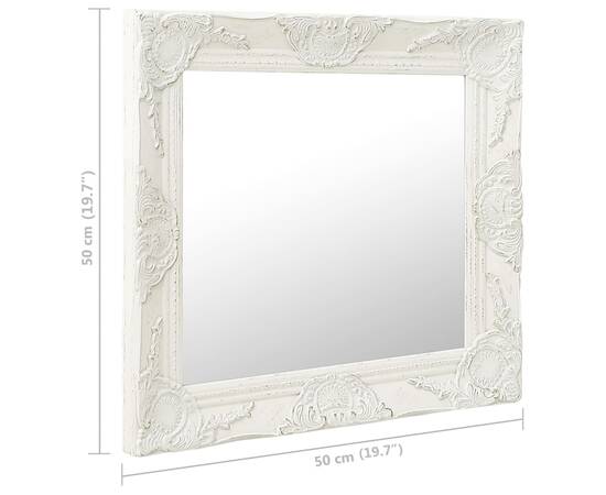 Oglindă de perete în stil baroc, alb, 50 x 50 cm, 6 image