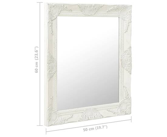 Oglindă de perete în stil baroc, alb, 50 x 60 cm, 6 image