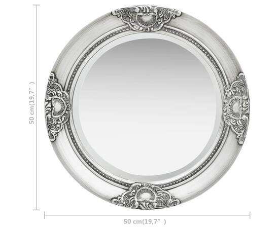 Oglindă de perete în stil baroc, argintiu, 50 cm, 5 image