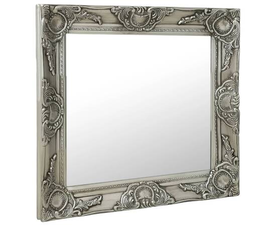 Oglindă de perete în stil baroc, argintiu, 60 x 60 cm, 2 image