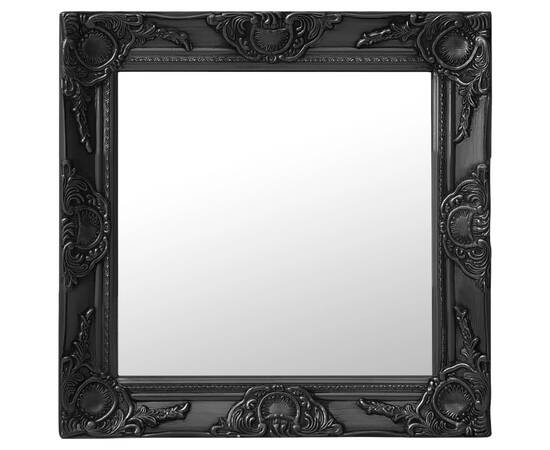 Oglindă de perete în stil baroc, negru, 50 x 50 cm